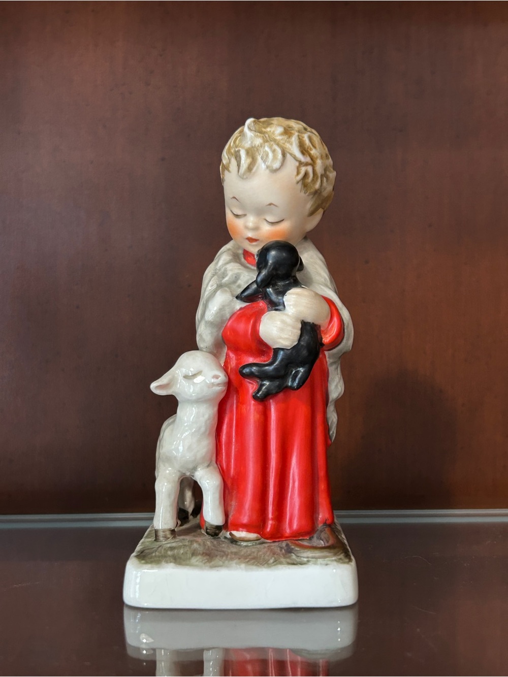 Hummel Figurine Shepherd Holding Lamb 1967